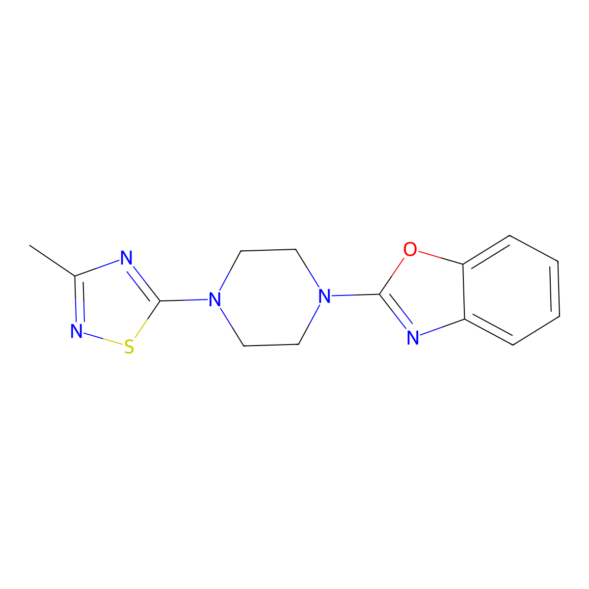 2-[4-(3-Methyl-1,2,4-thiadiazol-5-yl)piperazin-1-yl]-1,3-benzoxazole molecular structure, CAS 2415519-95-6