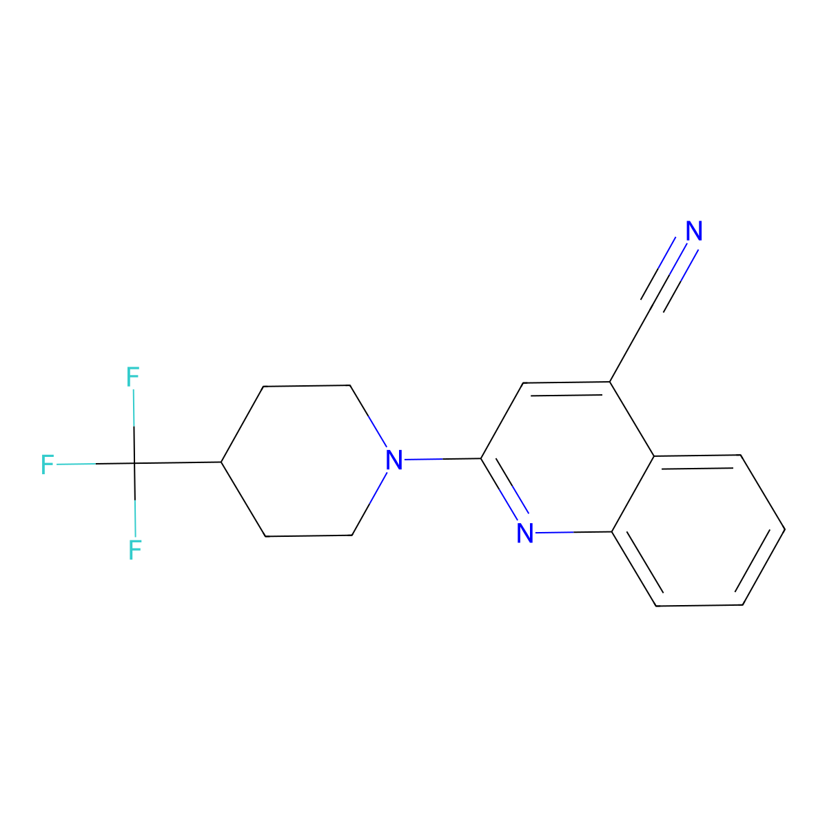2-[4-(Trifluoromethyl)piperidin-1-yl]quinoline-4-carbonitrile molecular structure, CAS 2415520-05-5
