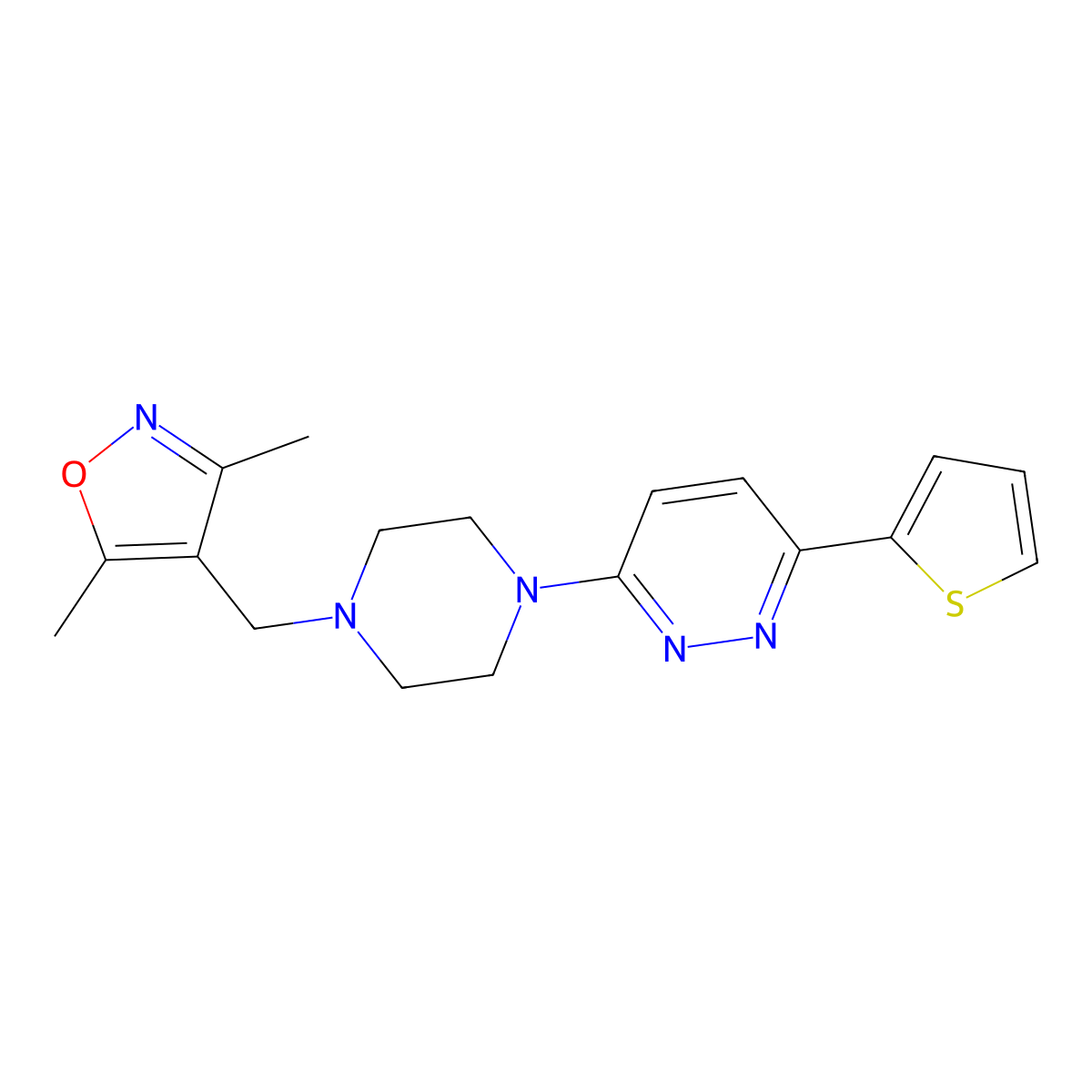 3-{4-[(3,5-Dimethyl-1,2-oxazol-4-yl)methyl]piperazin-1-yl}-6-(thiophen-2-yl)pyridazine molecular structure, CAS 2415520-10-2