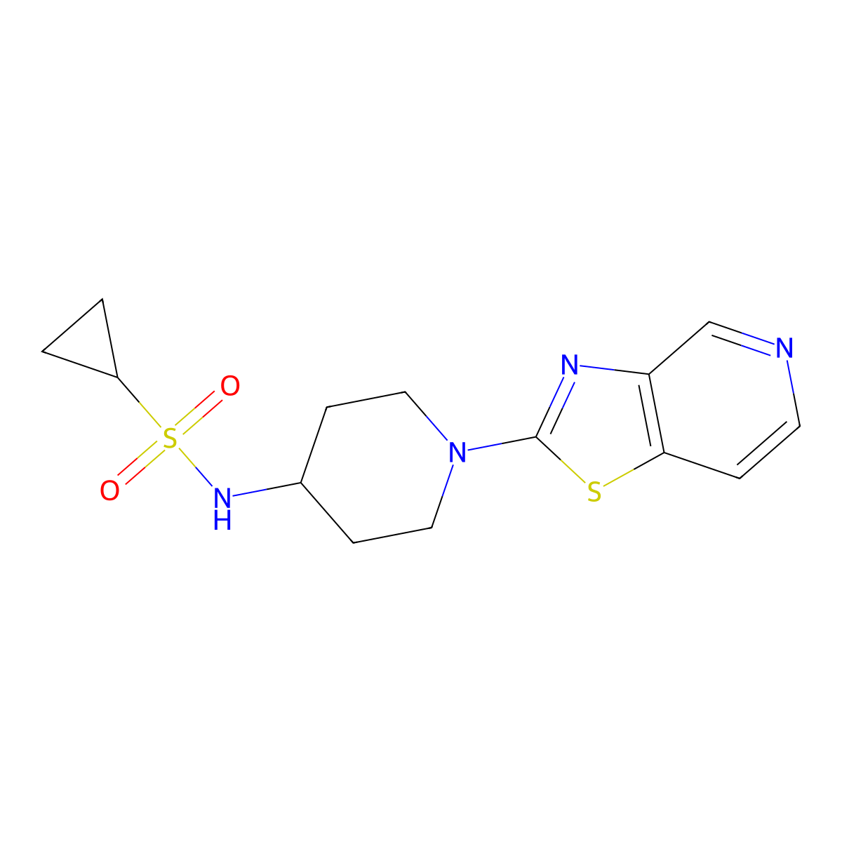 N-(1-{[1,3]thiazolo[4,5-c]pyridin-2-yl}piperidin-4-yl)cyclopropanesulfonamide molecular structure, CAS 2415520-11-3
