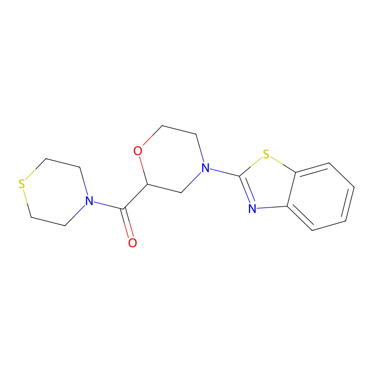 2-[2-(Thiomorpholine-4-carbonyl)morpholin-4-yl]-1,3-benzothiazole molecular structure, CAS 2415520-15-7