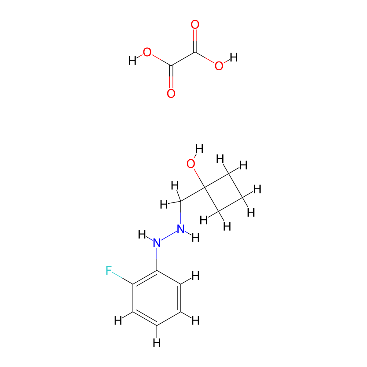 1-{[2-(2-Fluorophenyl)hydrazin-1-yl]methyl}cyclobutan-1-ol; oxalic acid molecular structure, CAS 2415520-16-8