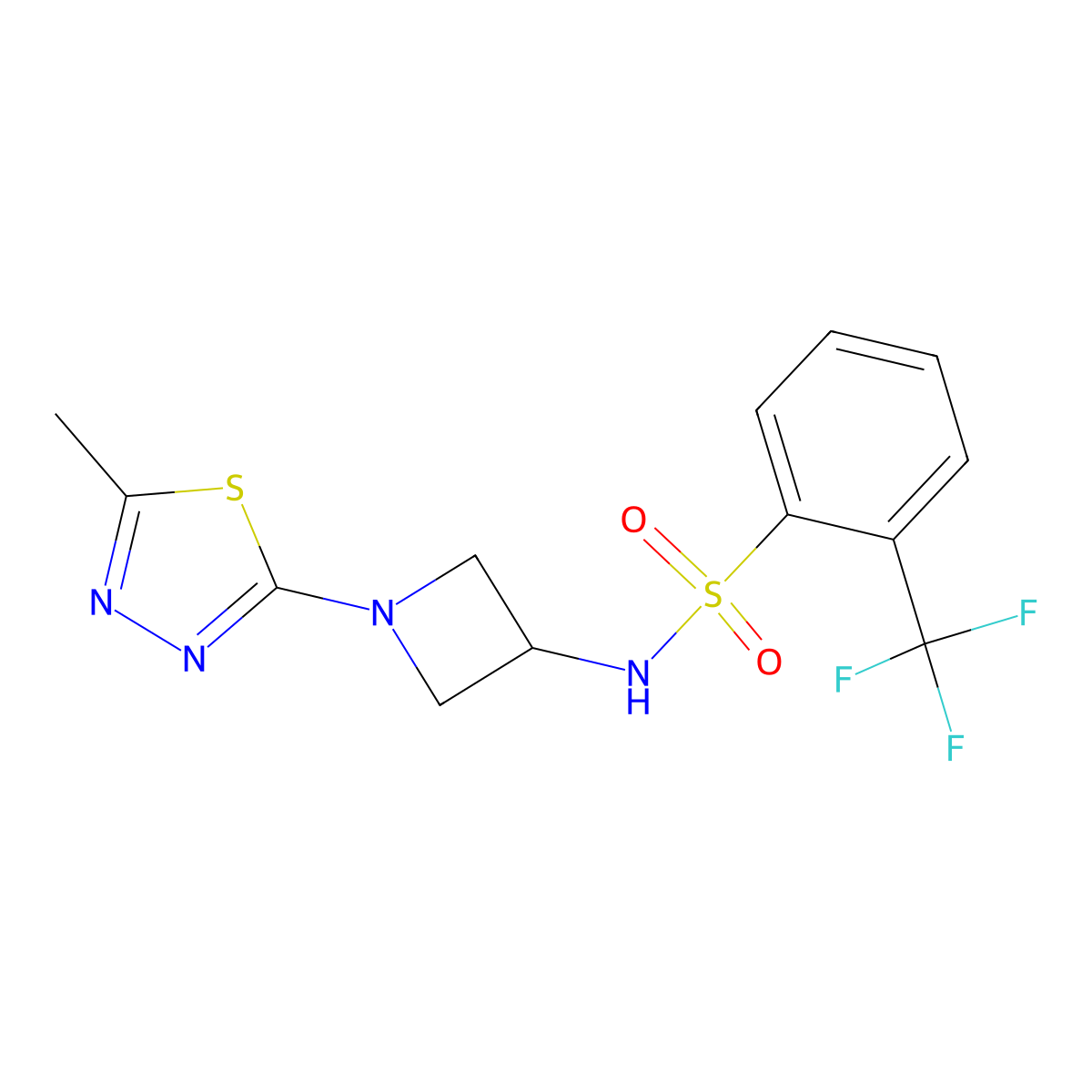 N-[1-(5-methyl-1,3,4-thiadiazol-2-yl)azetidin-3-yl]-2-(trifluoromethyl)benzene-1-sulfonamide molecular structure, CAS 2415520-31-7