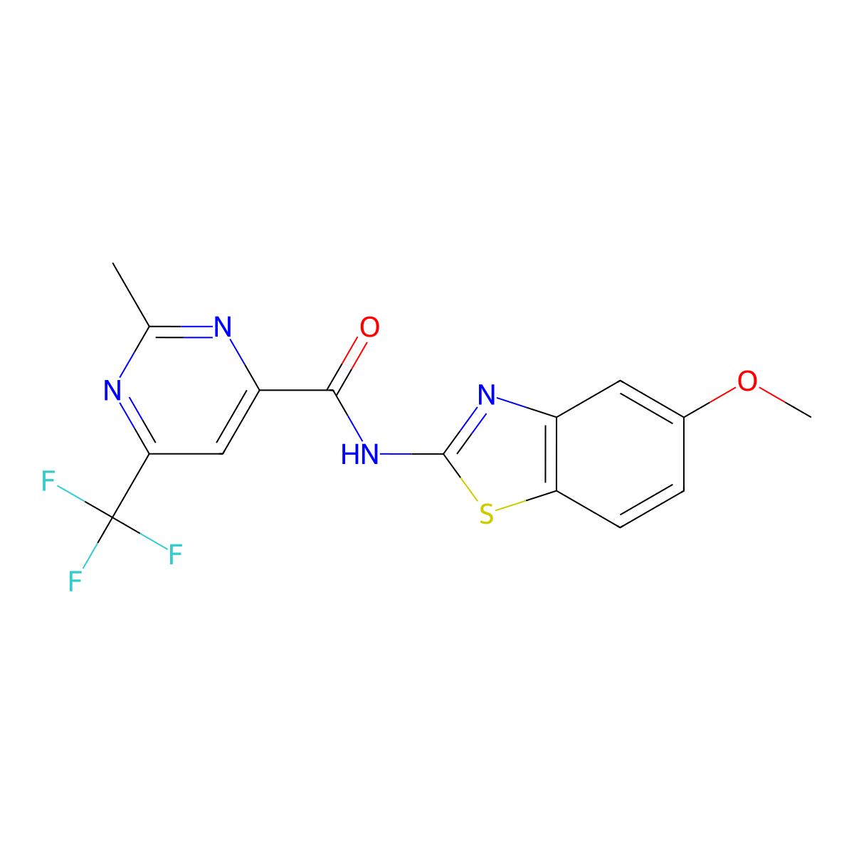 N-(5-Methoxy-1,3-benzothiazol-2-yl)-2-methyl-6-(trifluoromethyl)pyrimidine-4-carboxamide molecular structure, CAS 2415520-32-8