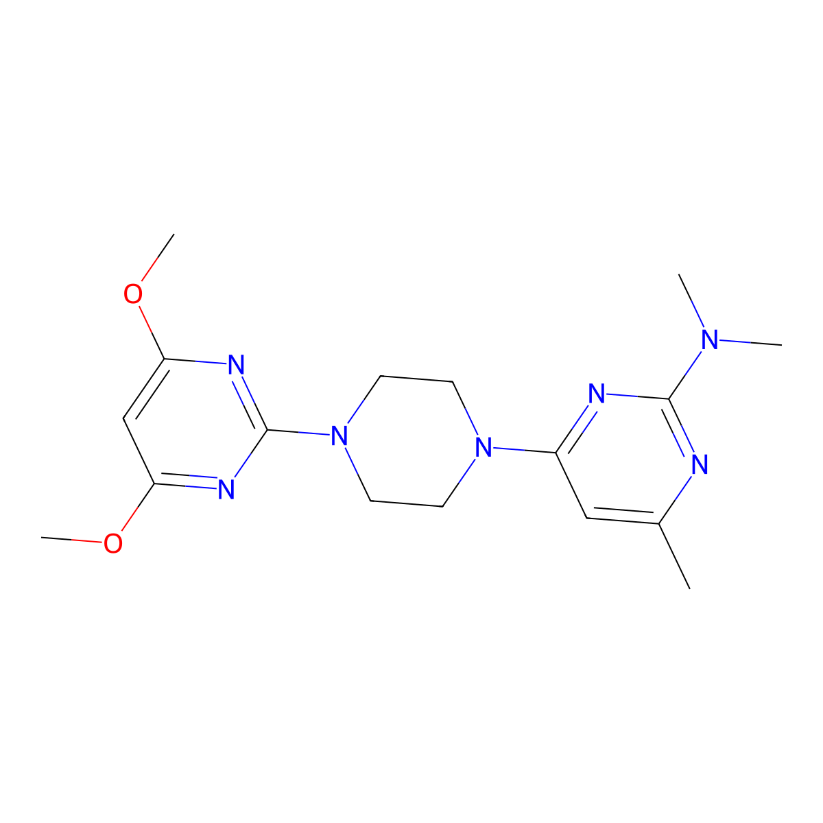 4-[4-(4,6-dimethoxypyrimidin-2-yl)piperazin-1-yl]-N,N,6-trimethylpyrimidin-2-amine molecular structure, CAS 2415520-33-9