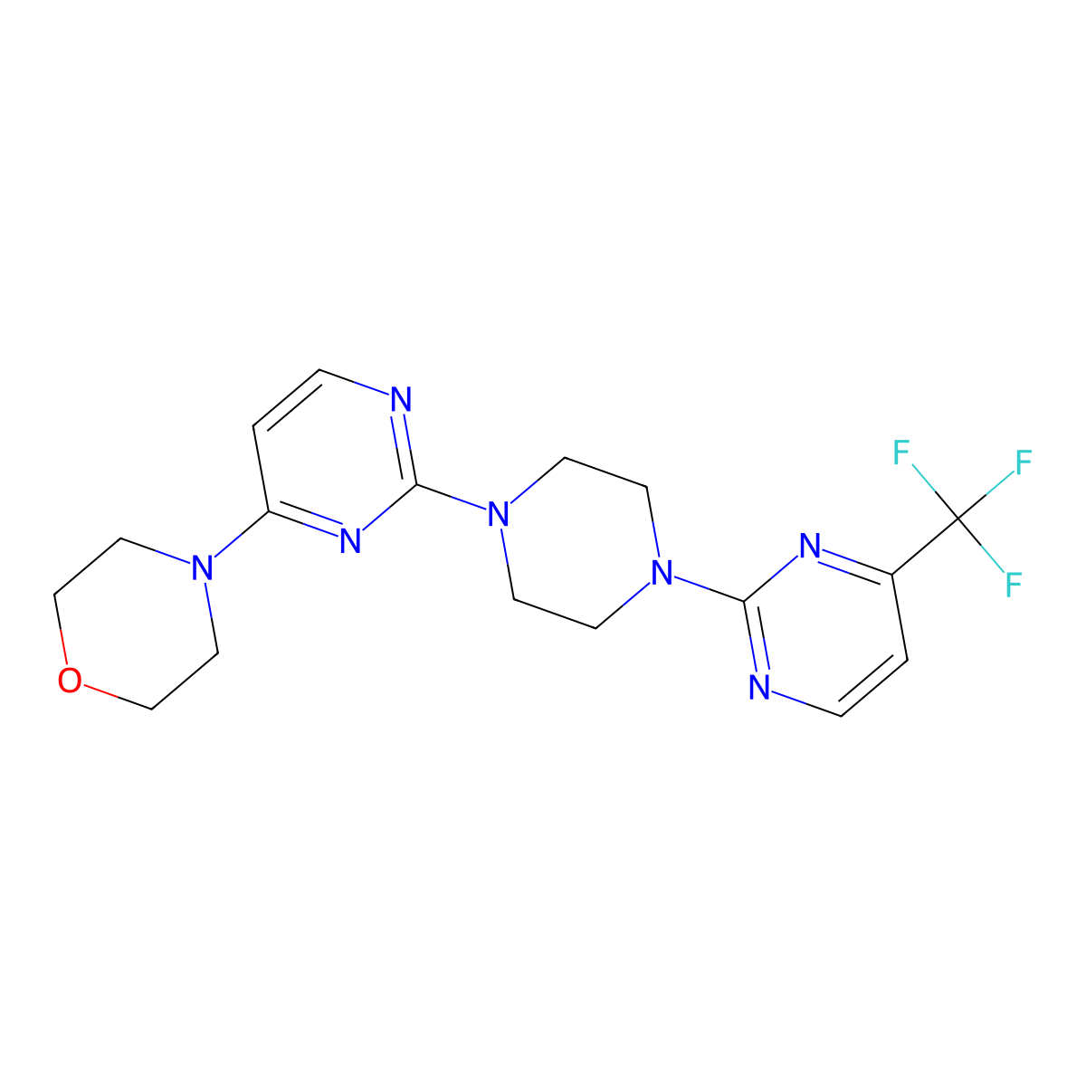 4-(2-{4-[4-(Trifluoromethyl)pyrimidin-2-yl]piperazin-1-yl}pyrimidin-4-yl)morpholine molecular structure, CAS 2415520-39-5