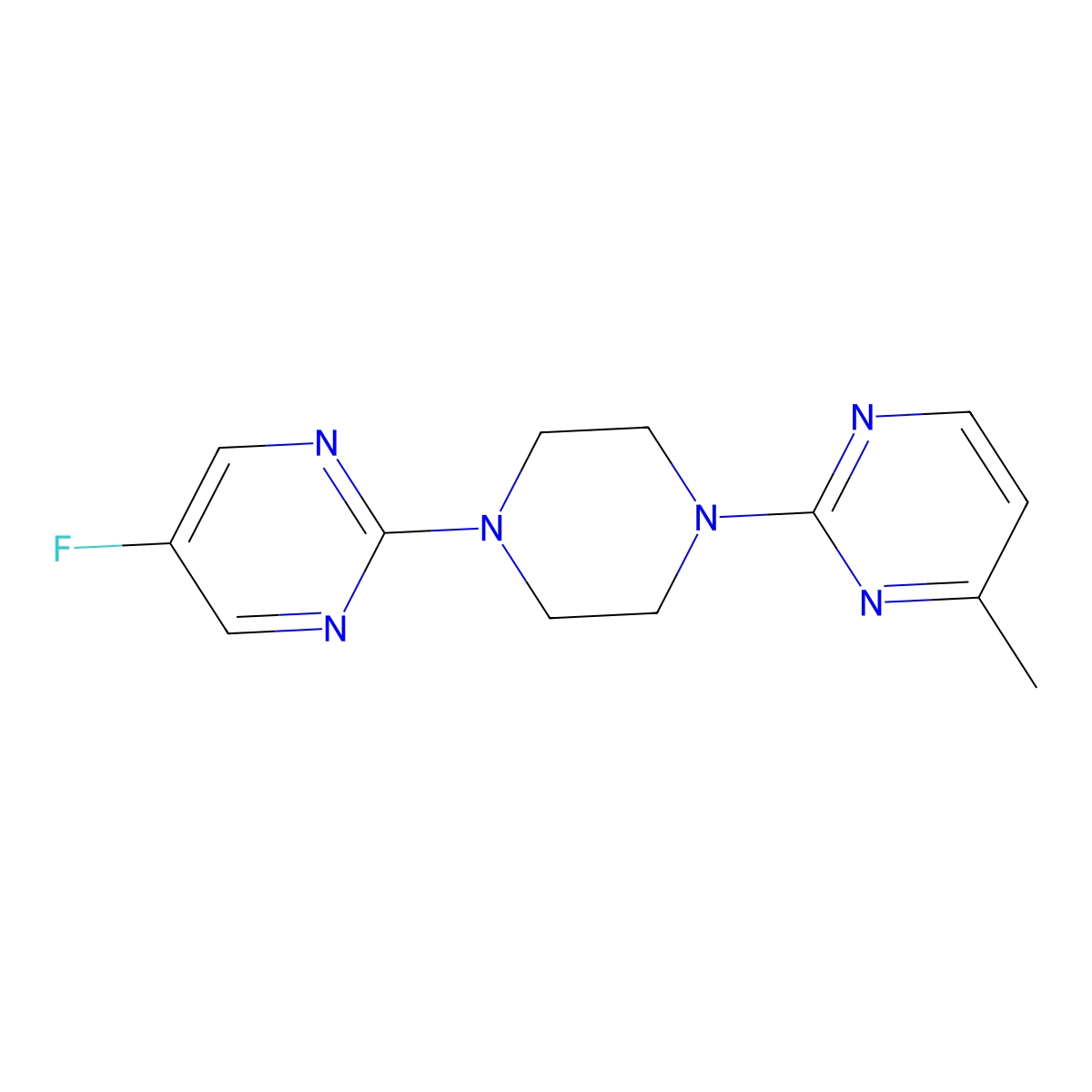 5-Fluoro-2-[4-(4-methylpyrimidin-2-yl)piperazin-1-yl]pyrimidine molecular structure, CAS 2415520-41-9