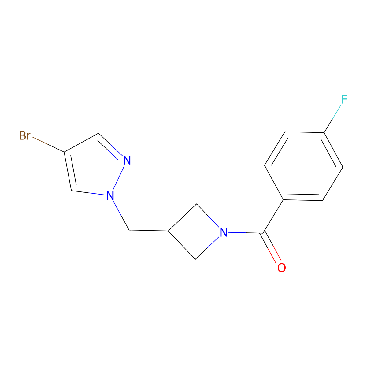 4-bromo-1-{[1-(4-fluorobenzoyl)azetidin-3-yl]methyl}-1H-pyrazole molecular structure, CAS 2415520-44-2