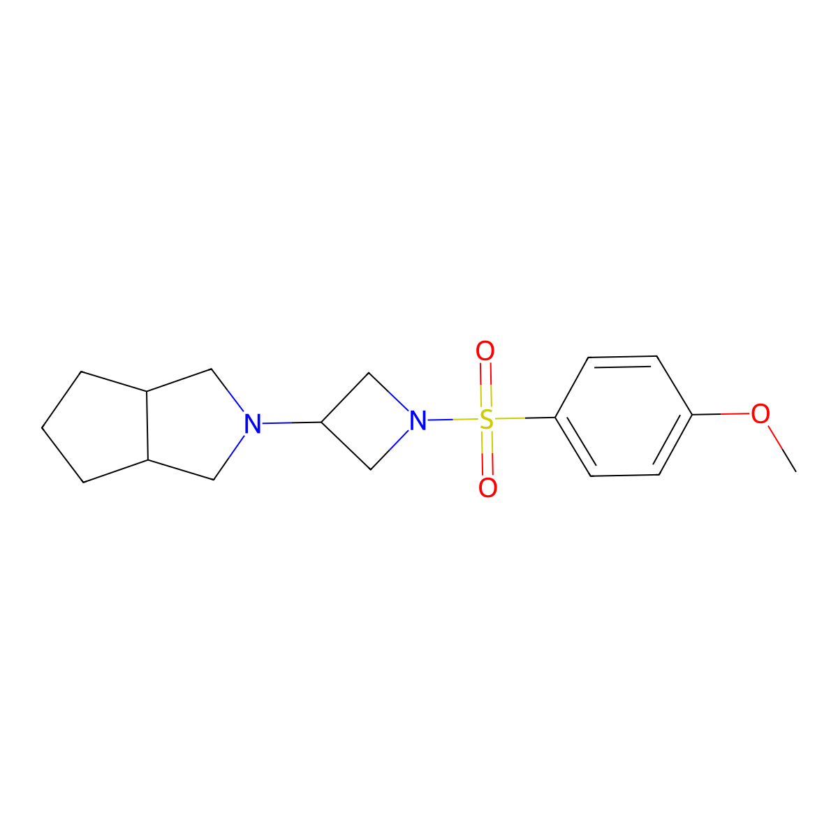 1-(4-Methoxybenzenesulfonyl)-3-{octahydrocyclopenta[c]pyrrol-2-yl}azetidine molecular structure, CAS 2415520-49-7