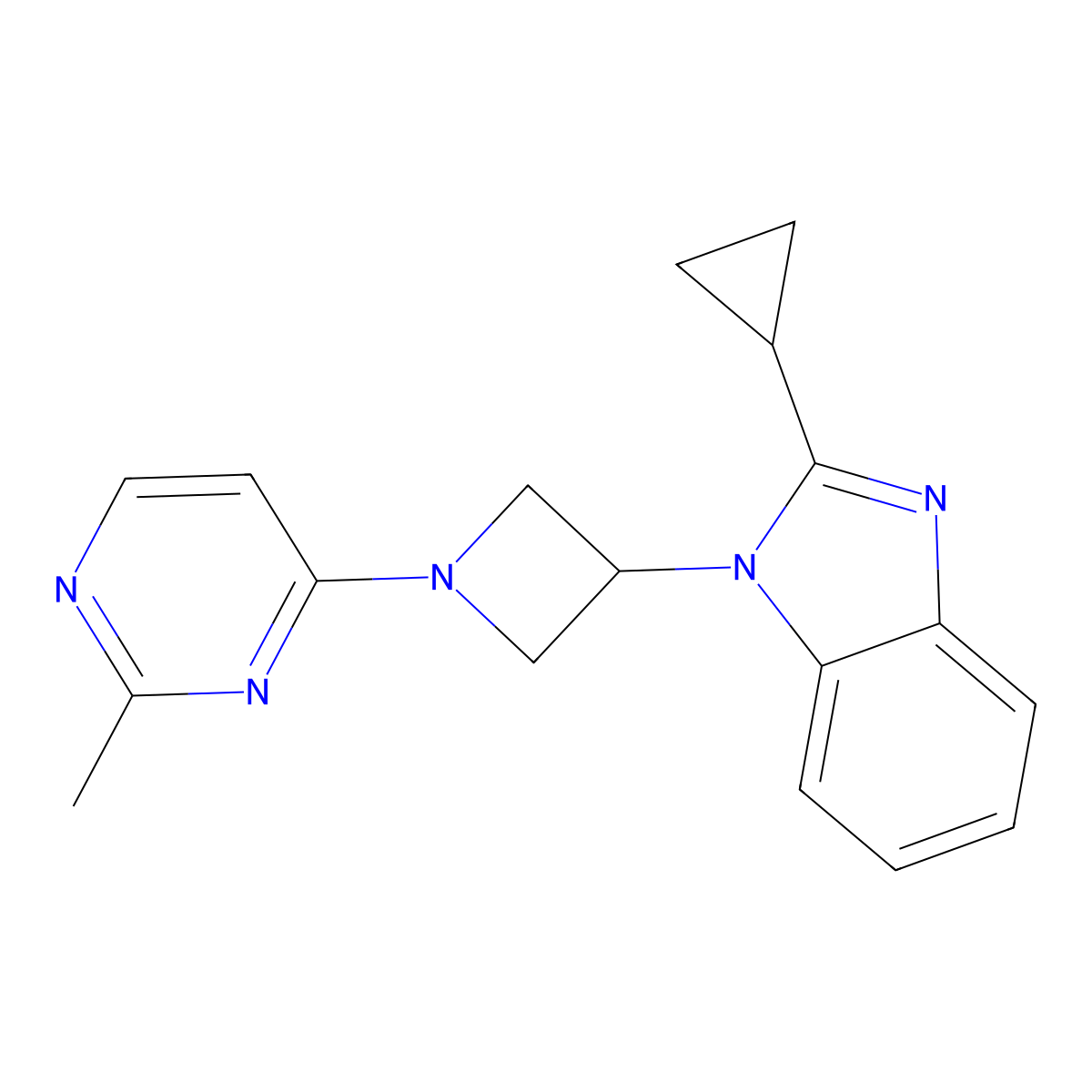 2-cyclopropyl-1-[1-(2-methylpyrimidin-4-yl)azetidin-3-yl]-1H-1,3-benzodiazole molecular structure, CAS 2415520-50-0