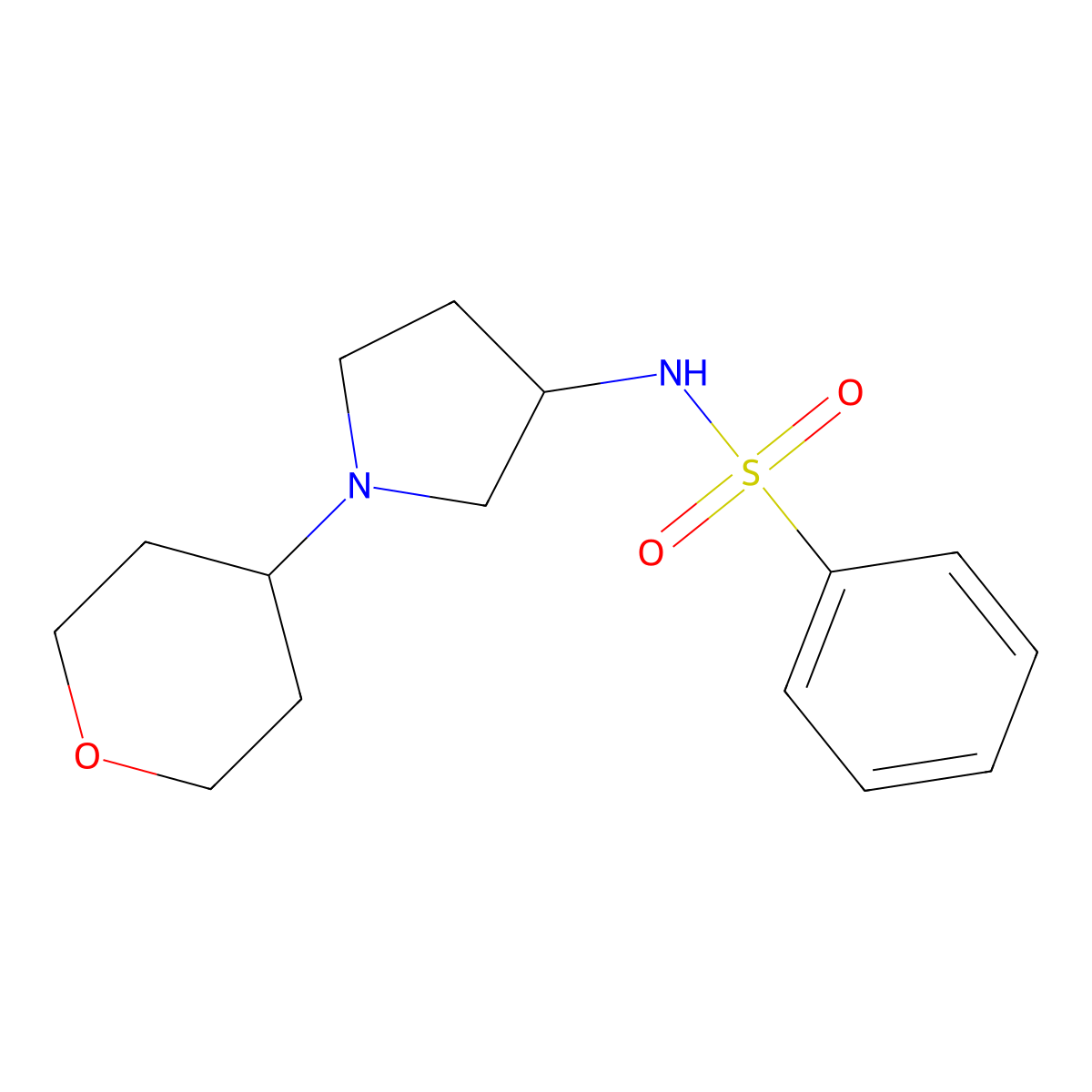 N-[1-(Oxan-4-yl)pyrrolidin-3-yl]benzenesulfonamide molecular structure, CAS 2415520-54-4