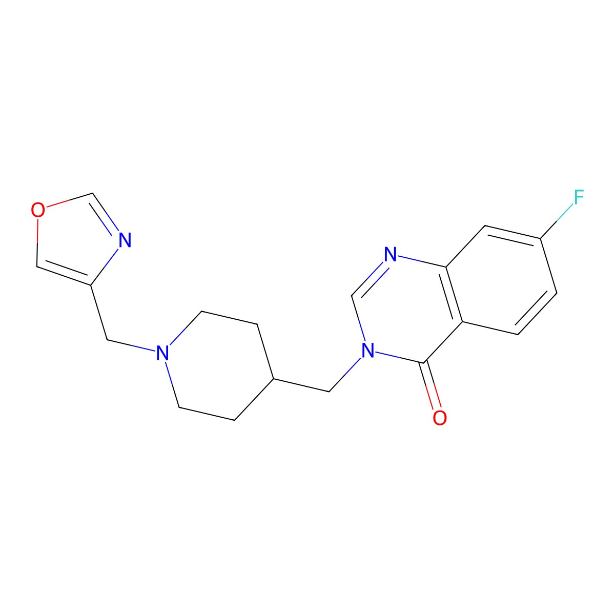7-Fluoro-3-({1-[(1,3-oxazol-4-yl)methyl]piperidin-4-yl}methyl)-3,4-dihydroquinazolin-4-one molecular structure, CAS 2415520-55-5