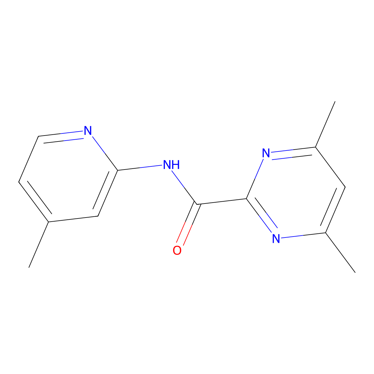 4,6-Dimethyl-N-(4-methylpyridin-2-yl)pyrimidine-2-carboxamide molecular structure, CAS 2415520-57-7