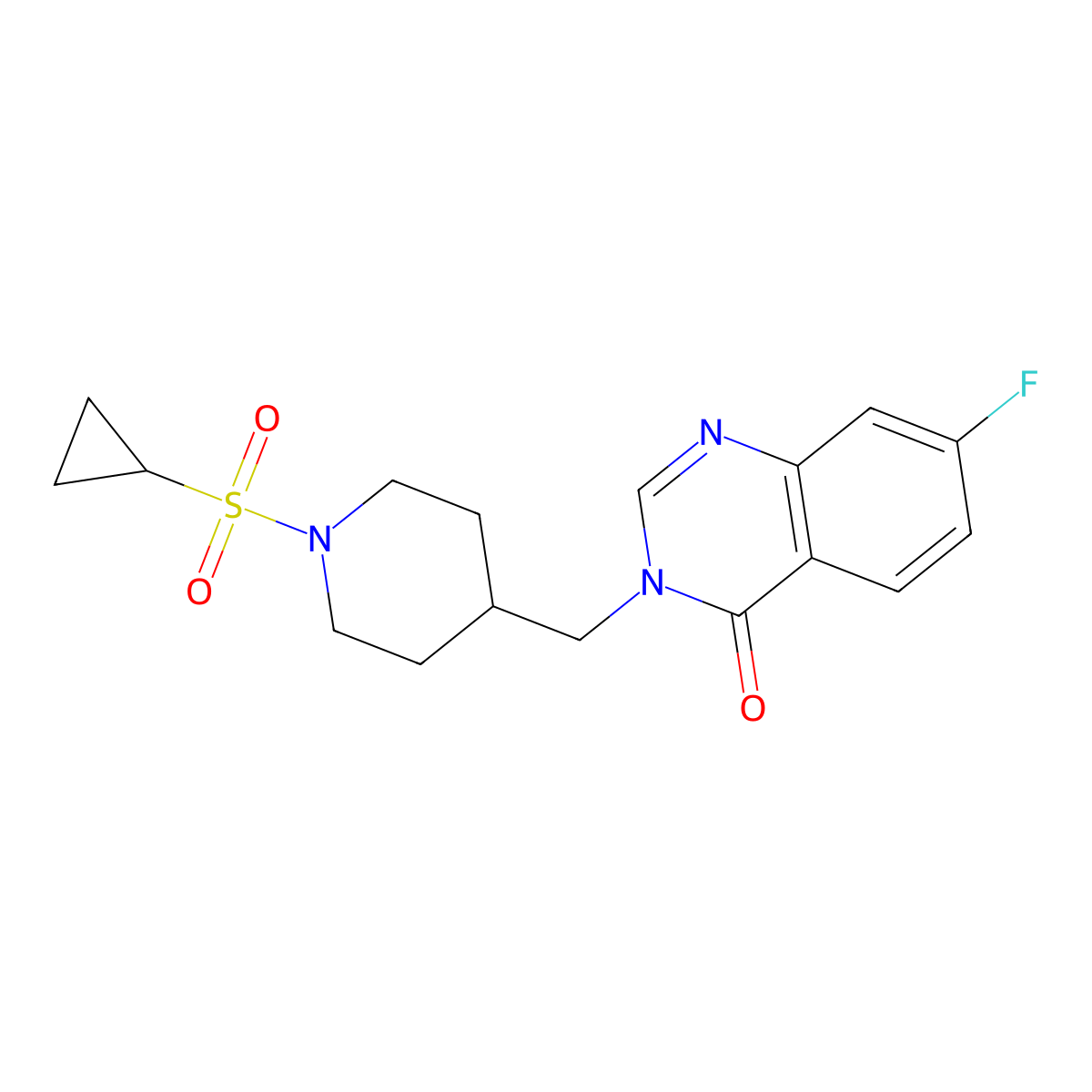 3-{[1-(Cyclopropanesulfonyl)piperidin-4-yl]methyl}-7-fluoro-3,4-dihydroquinazolin-4-one molecular structure, CAS 2415520-61-3