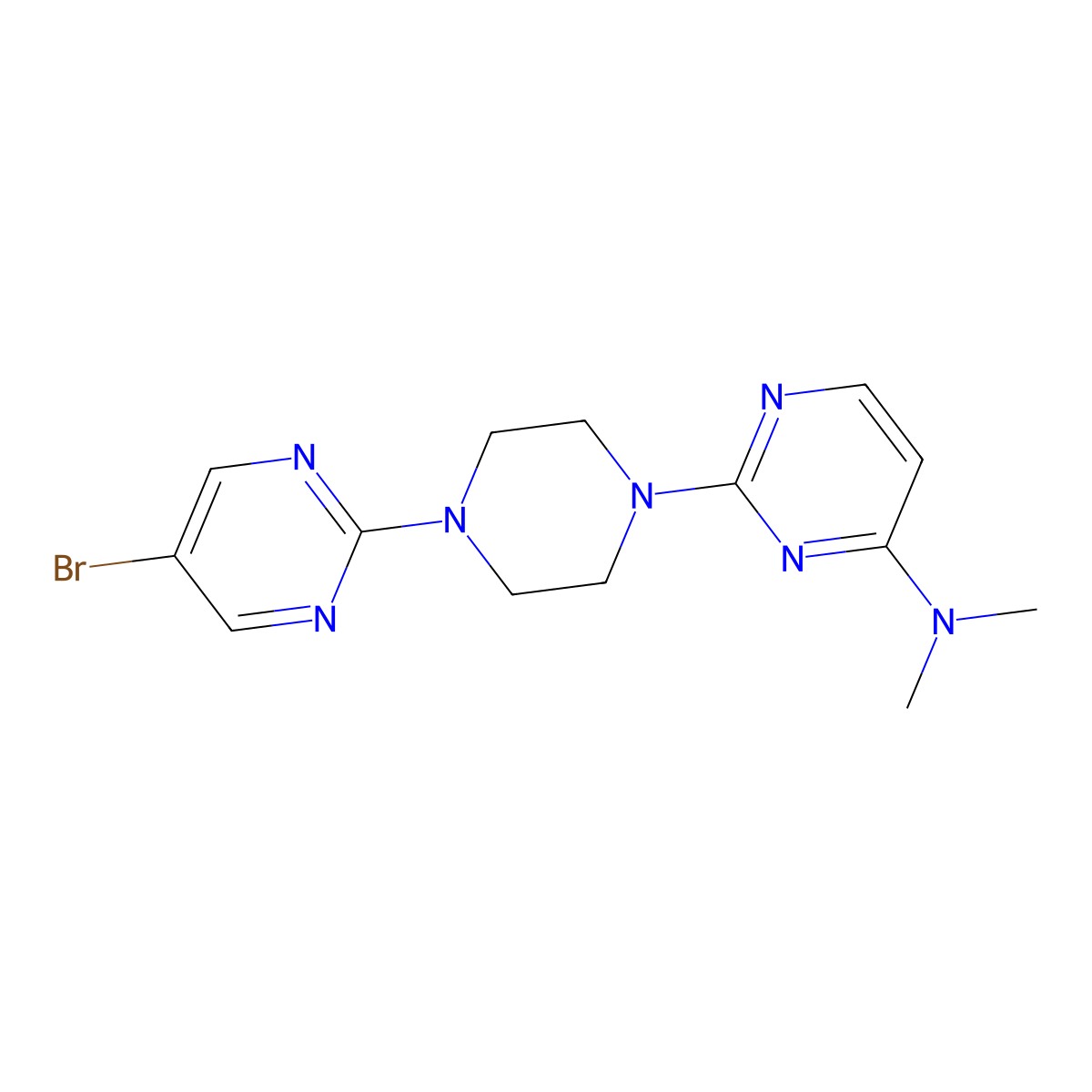 2-[4-(5-bromopyrimidin-2-yl)piperazin-1-yl]-N,N-dimethylpyrimidin-4-amine molecular structure, CAS 2415520-64-6