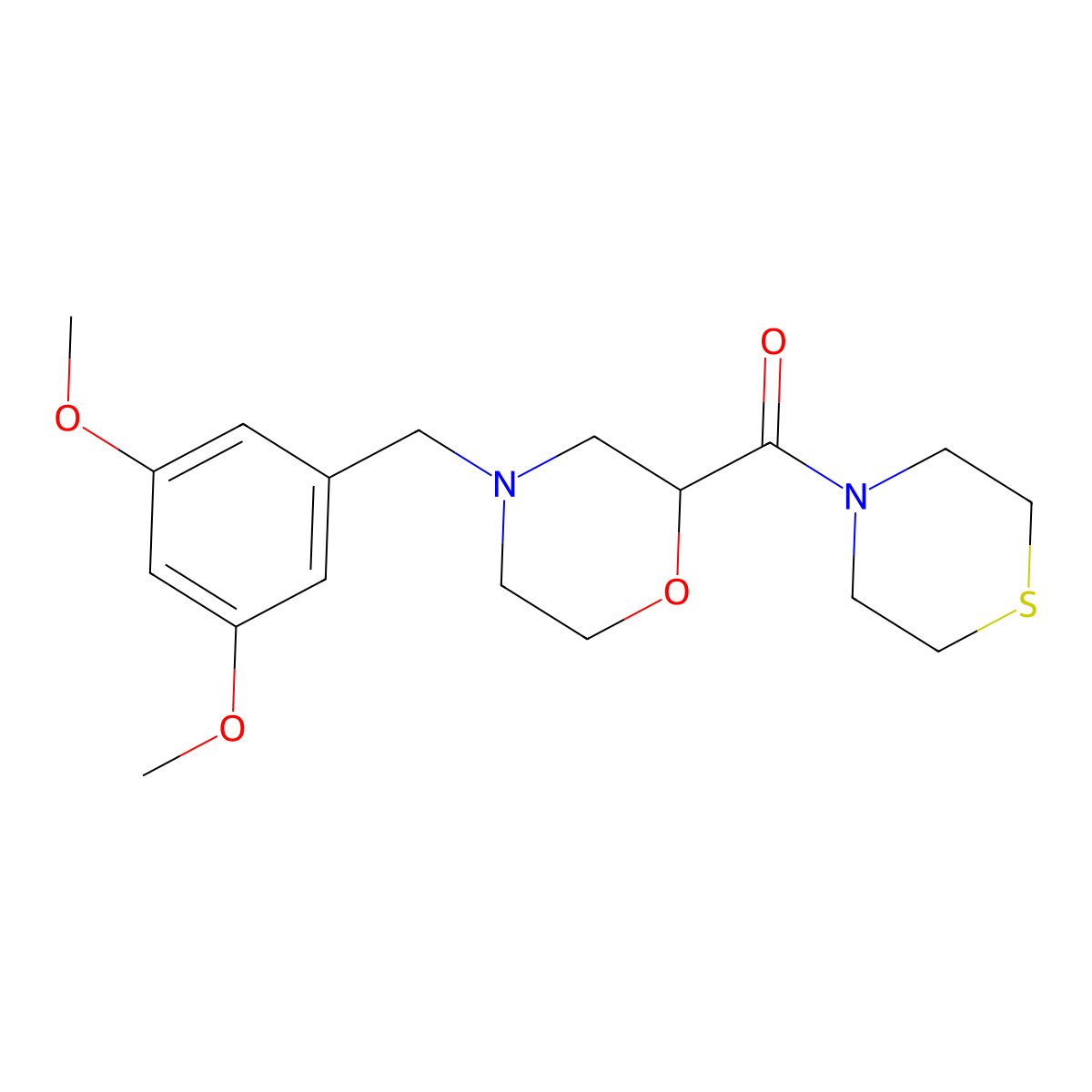 4-[(3,5-Dimethoxyphenyl)methyl]-2-(thiomorpholine-4-carbonyl)morpholine molecular structure, CAS 2415520-67-9
