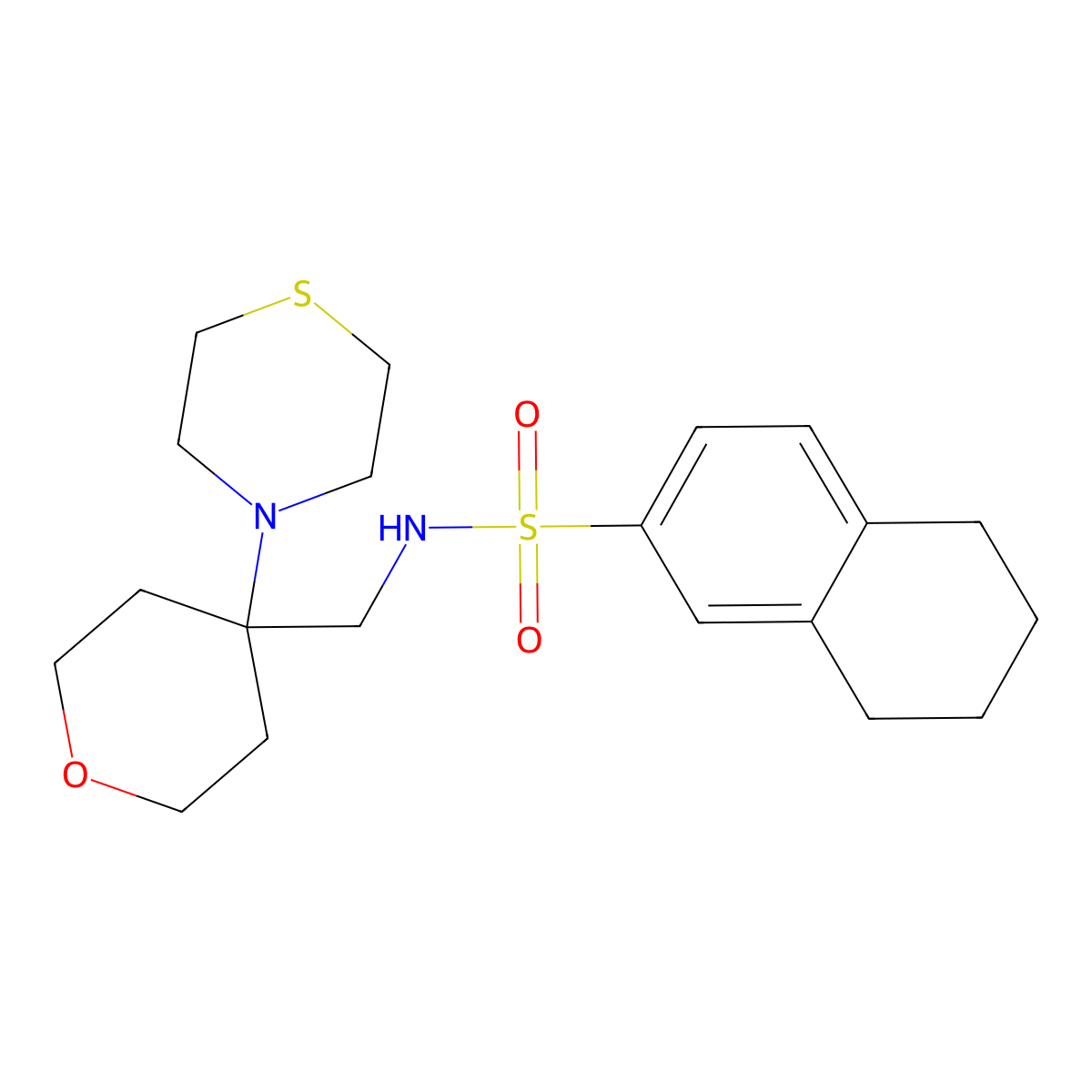 N-{[4-(thiomorpholin-4-yl)oxan-4-yl]methyl}-5,6,7,8-tetrahydronaphthalene-2-sulfonamide molecular structure, CAS 2415520-69-1
