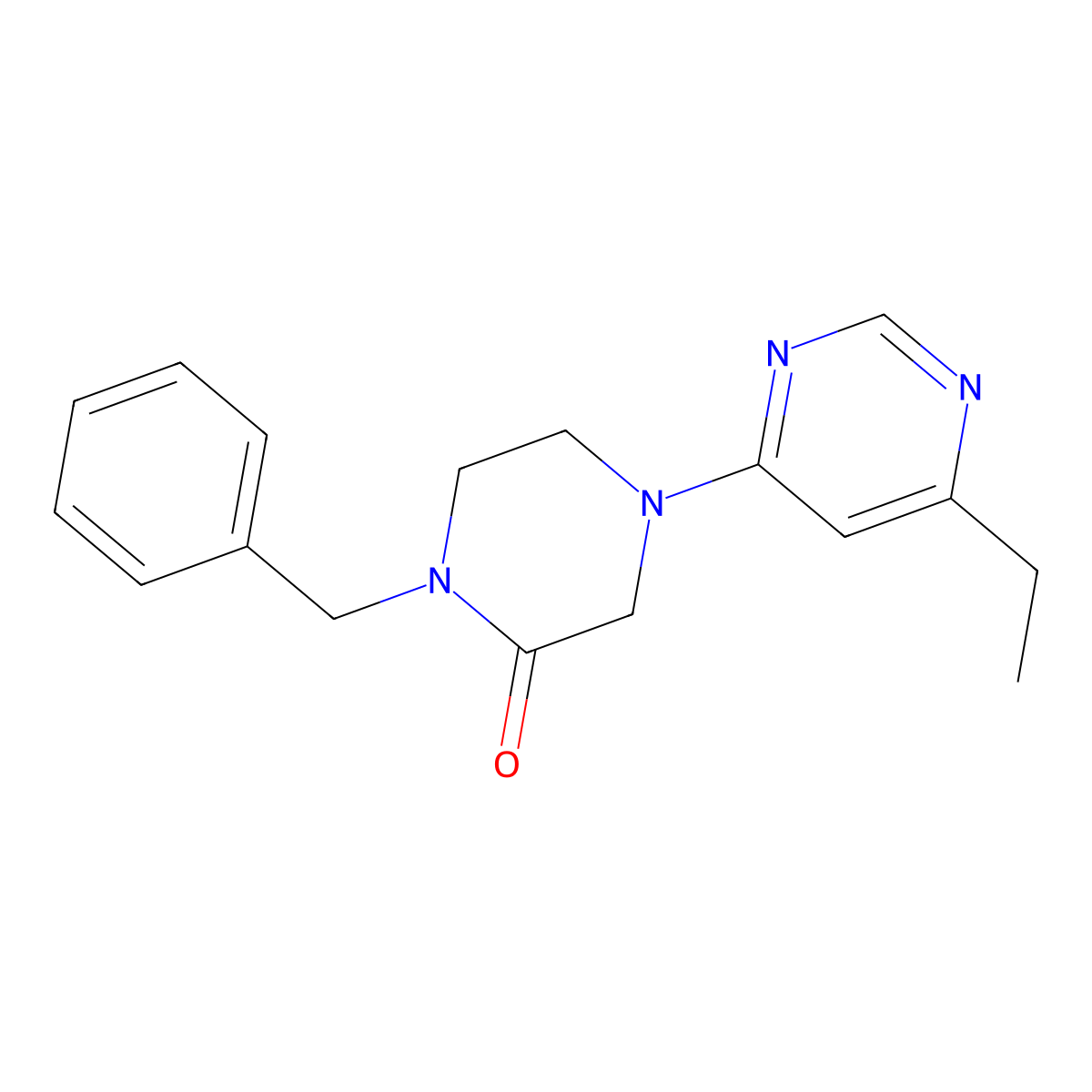 1-Benzyl-4-(6-ethylpyrimidin-4-yl)piperazin-2-one molecular structure, CAS 2415520-74-8