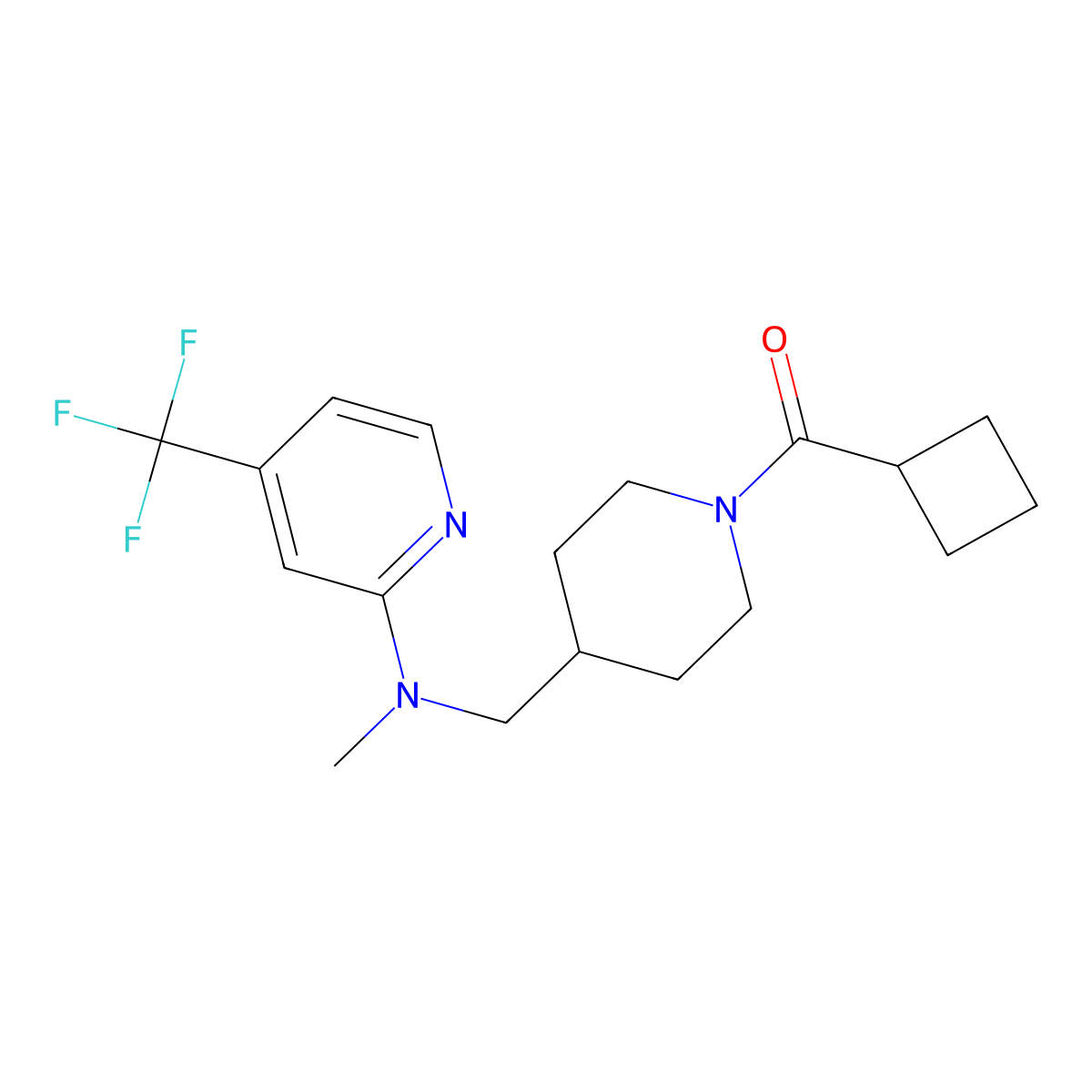 N-[(1-cyclobutanecarbonylpiperidin-4-yl)methyl]-N-methyl-4-(trifluoromethyl)pyridin-2-amine molecular structure, CAS 2415520-77-1
