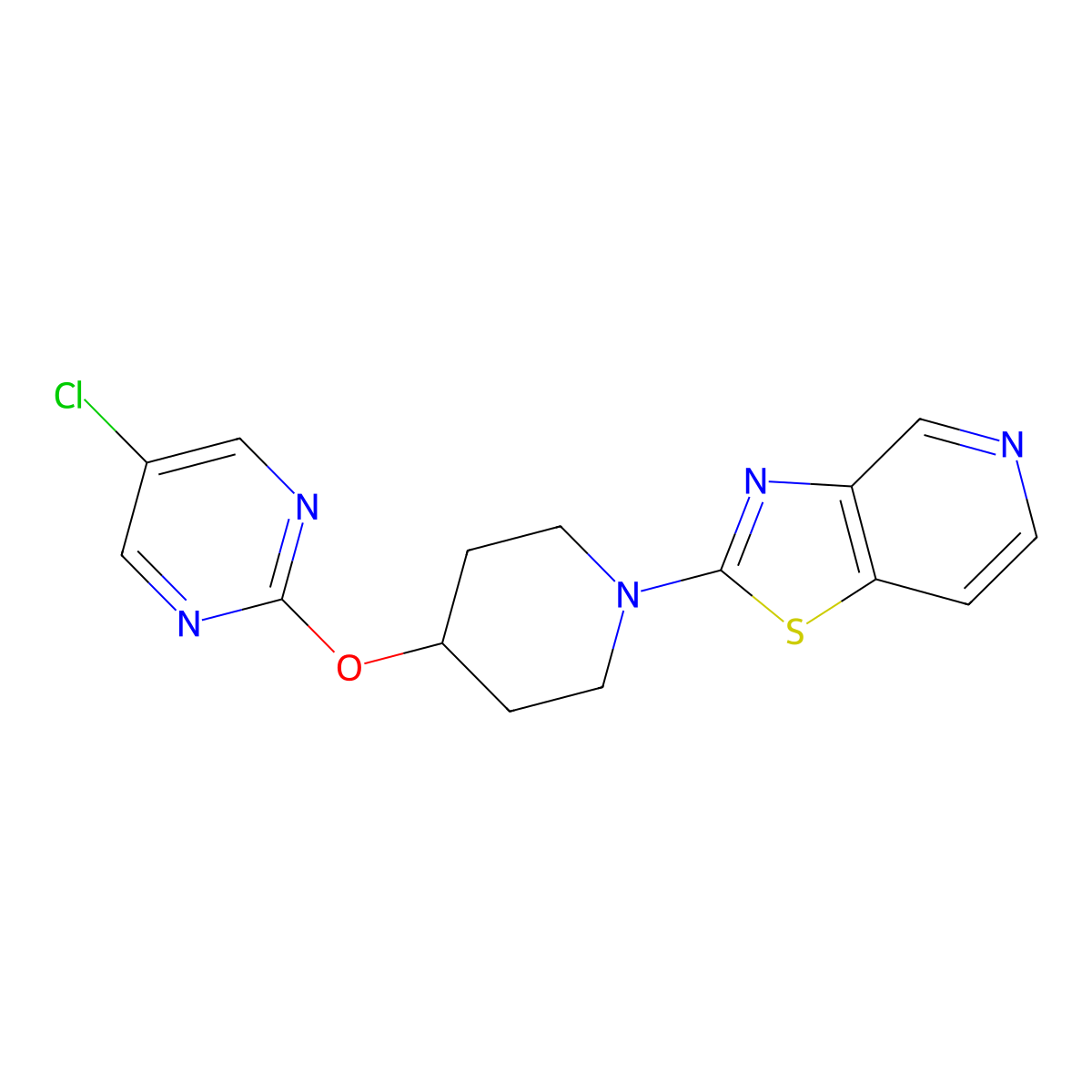 5-Chloro-2-[(1-{[1,3]thiazolo[4,5-c]pyridin-2-yl}piperidin-4-yl)oxy]pyrimidine molecular structure, CAS 2415520-78-2