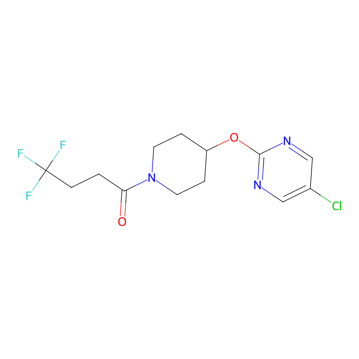 1-{4-[(5-Chloropyrimidin-2-yl)oxy]piperidin-1-yl}-4,4,4-trifluorobutan-1-one molecular structure, CAS 2415520-81-7