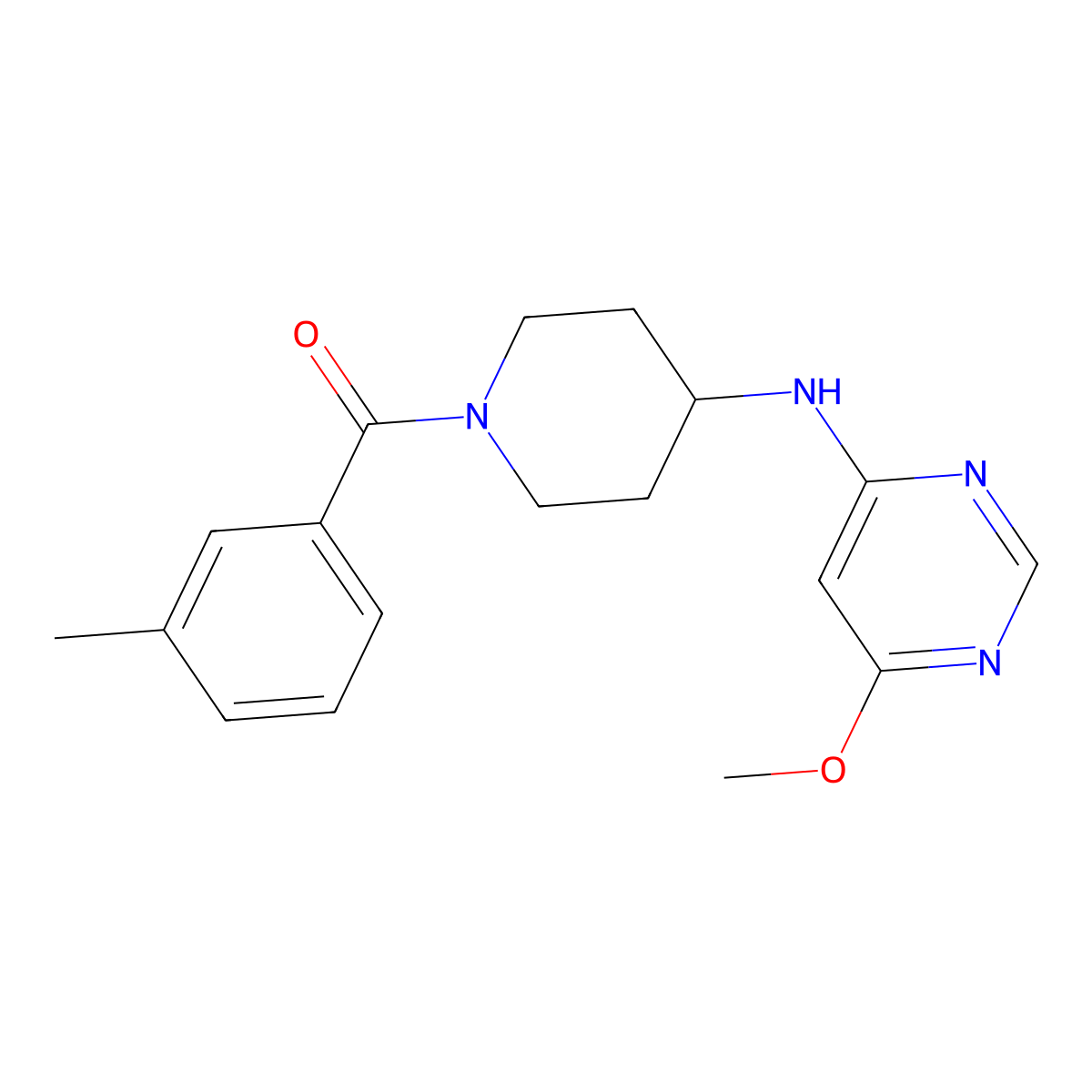 6-methoxy-N-[1-(3-methylbenzoyl)piperidin-4-yl]pyrimidin-4-amine molecular structure, CAS 2415520-82-8