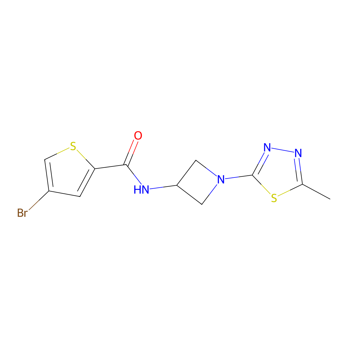 4-Bromo-N-[1-(5-methyl-1,3,4-thiadiazol-2-yl)azetidin-3-yl]thiophene-2-carboxamide molecular structure, CAS 2415520-87-3