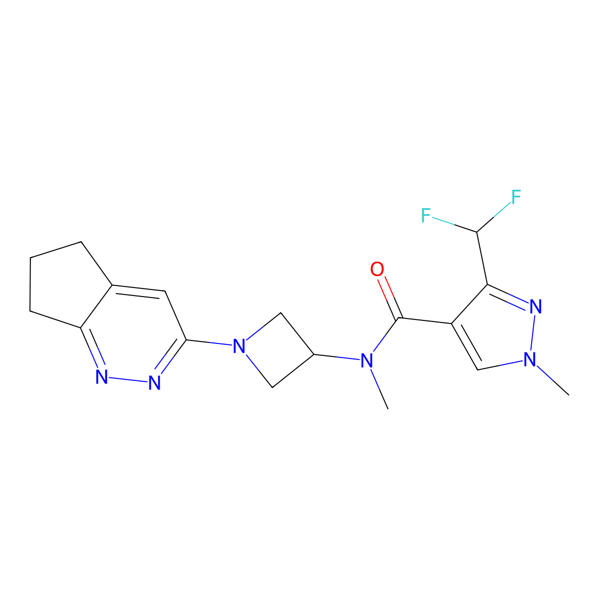 N-(1-{5H,6H,7H-cyclopenta[c]pyridazin-3-yl}azetidin-3-yl)-3-(difluoromethyl)-N,1-dimethyl-1H-pyrazole-4-carboxamide molecular structure, CAS 2415520-88-4