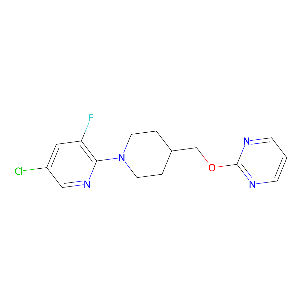 2-{[1-(5-Chloro-3-fluoropyridin-2-yl)piperidin-4-yl]methoxy}pyrimidine molecular structure, CAS 2415520-89-5