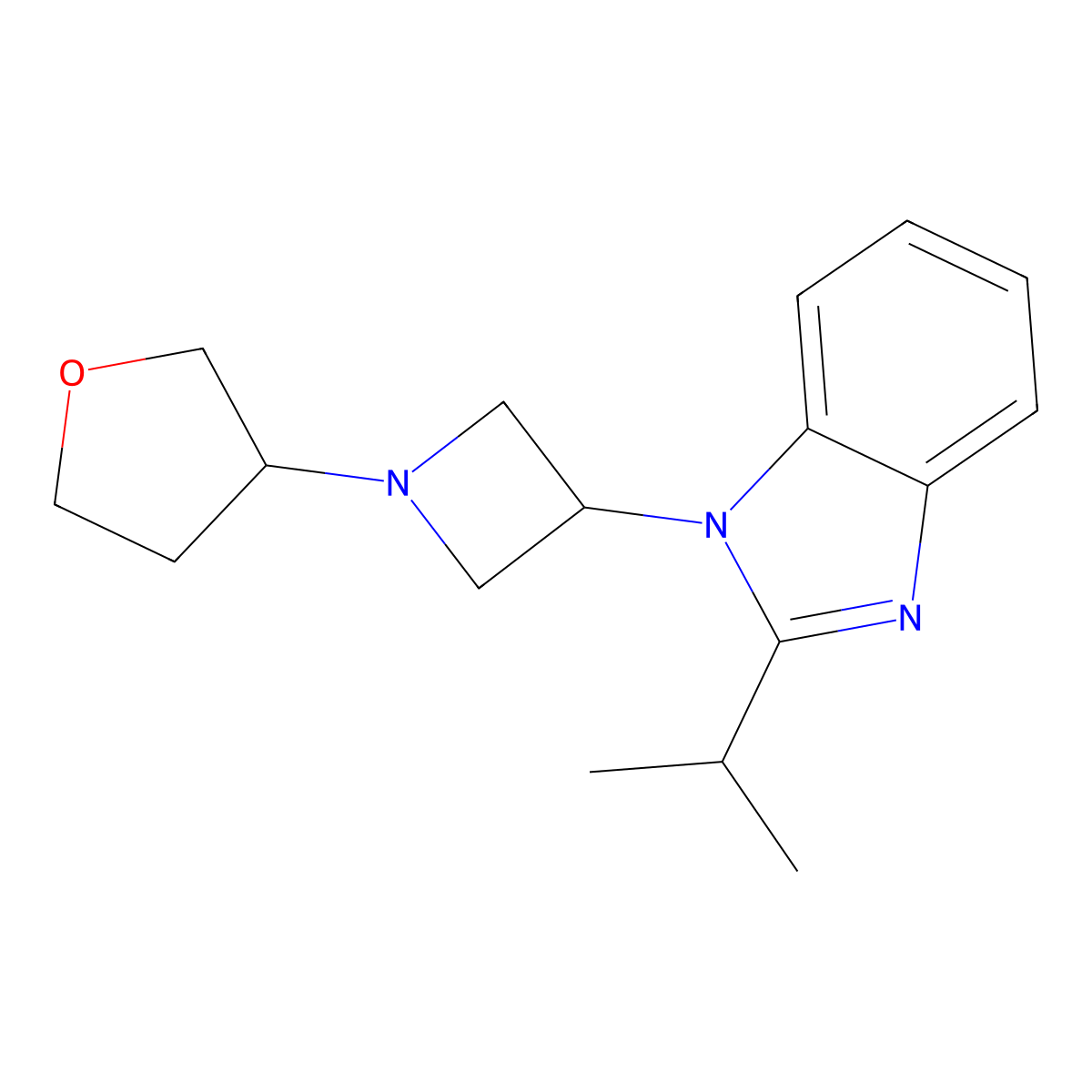 1-[1-(oxolan-3-yl)azetidin-3-yl]-2-(propan-2-yl)-1H-1,3-benzodiazole molecular structure, CAS 2415520-92-0