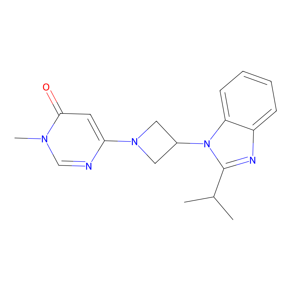 3-methyl-6-{3-[2-(propan-2-yl)-1H-1,3-benzodiazol-1-yl]azetidin-1-yl}-3,4-dihydropyrimidin-4-one molecular structure, CAS 2415520-95-3