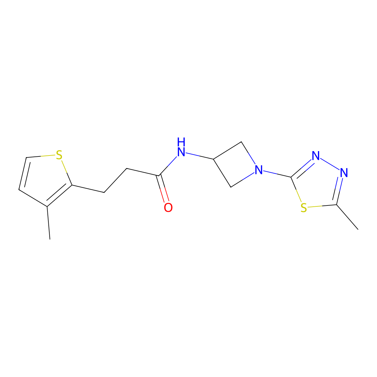 N-[1-(5-Methyl-1,3,4-thiadiazol-2-yl)azetidin-3-yl]-3-(3-methylthiophen-2-yl)propanamide molecular structure, CAS 2415520-96-4