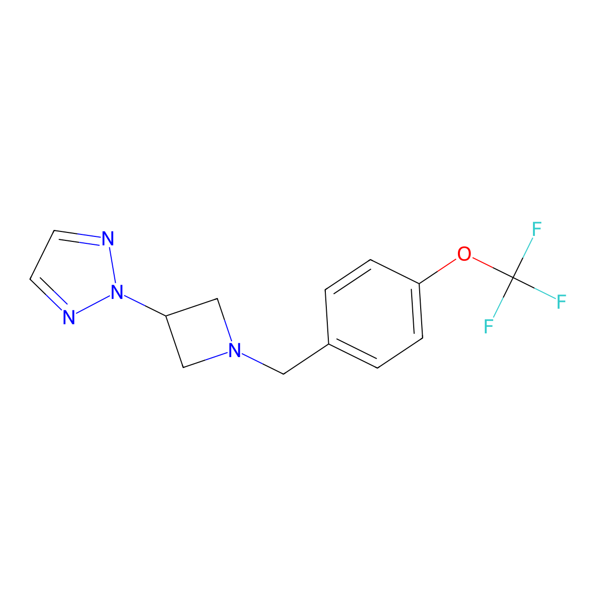 2-(1-{[4-(trifluoromethoxy)phenyl]methyl}azetidin-3-yl)-2H-1,2,3-triazole molecular structure, CAS 2415520-97-5