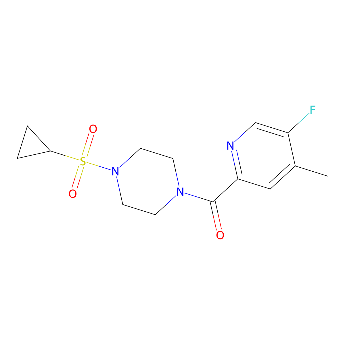 1-(Cyclopropanesulfonyl)-4-(5-fluoro-4-methylpyridine-2-carbonyl)piperazine molecular structure, CAS 2415520-98-6