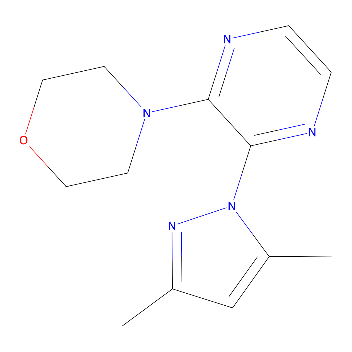 4-[3-(3,5-dimethyl-1H-pyrazol-1-yl)pyrazin-2-yl]morpholine molecular structure, CAS 2415520-99-7
