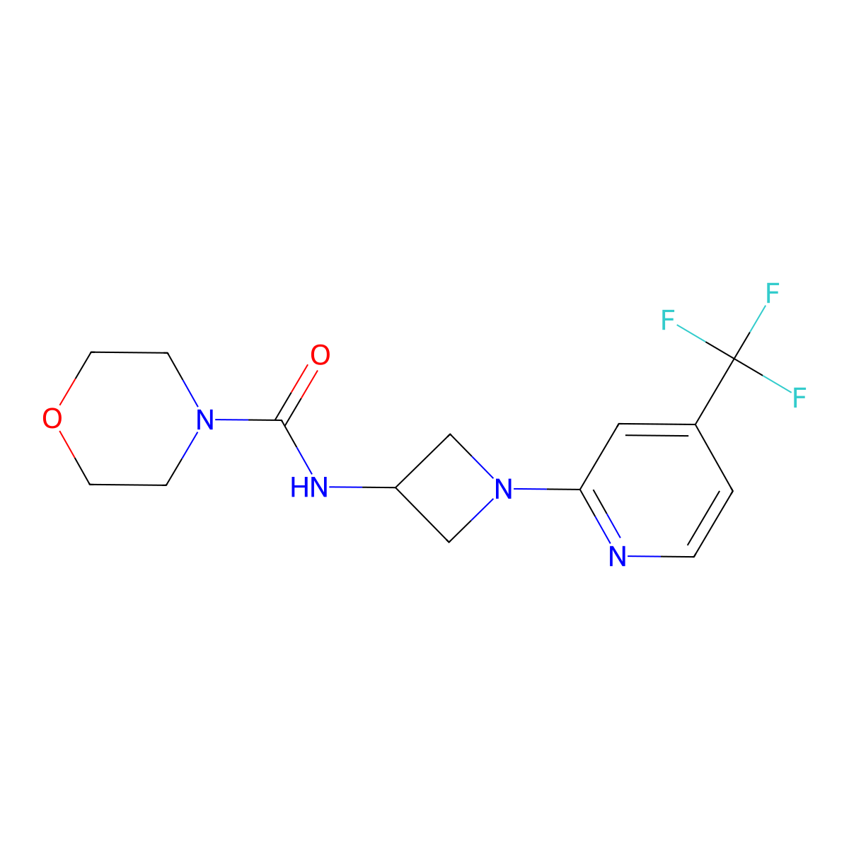 N-{1-[4-(trifluoromethyl)pyridin-2-yl]azetidin-3-yl}morpholine-4-carboxamide molecular structure, CAS 2415521-00-3