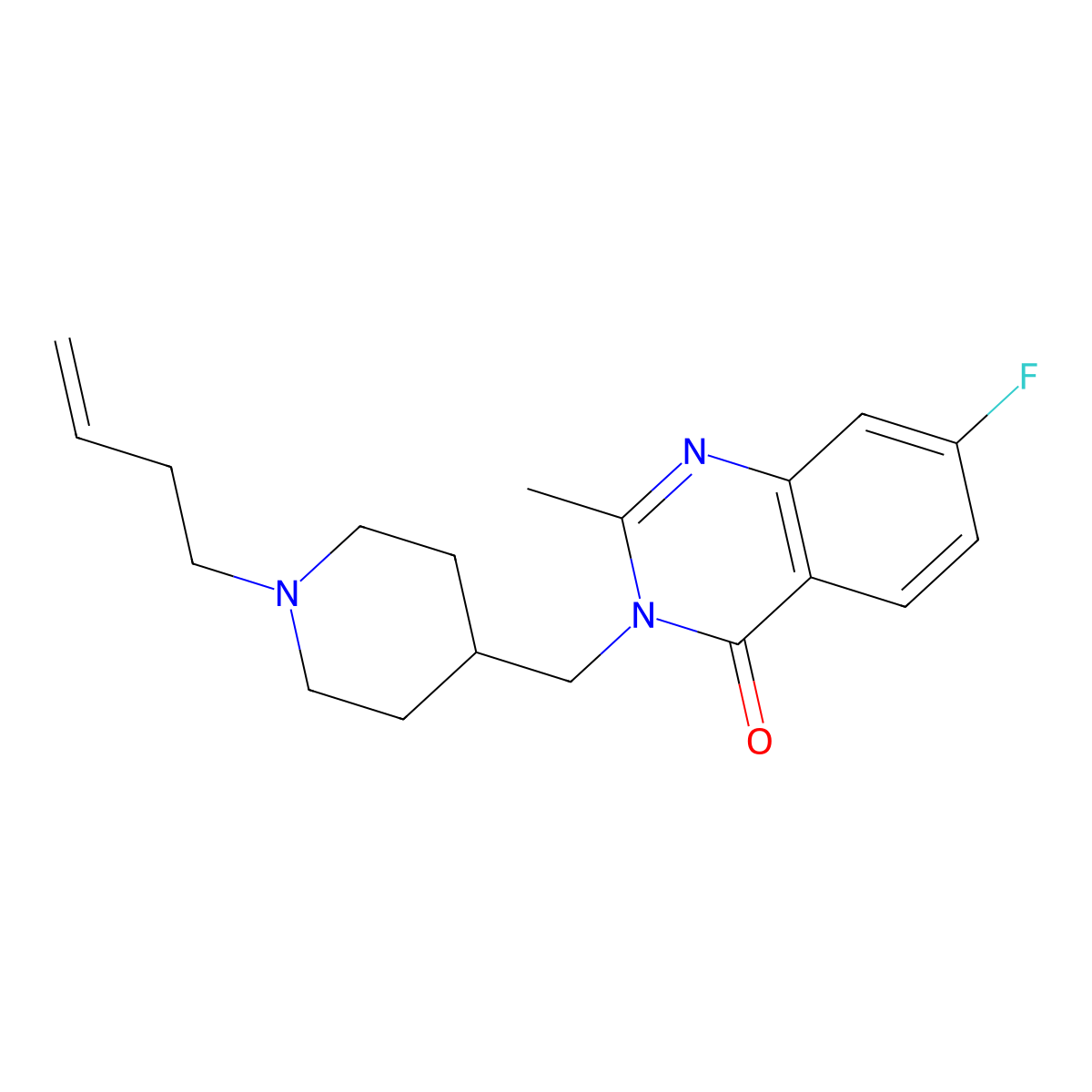 3-[(1-But-3-enylpiperidin-4-yl)methyl]-7-fluoro-2-methylquinazolin-4-one molecular structure, CAS 2415521-02-5