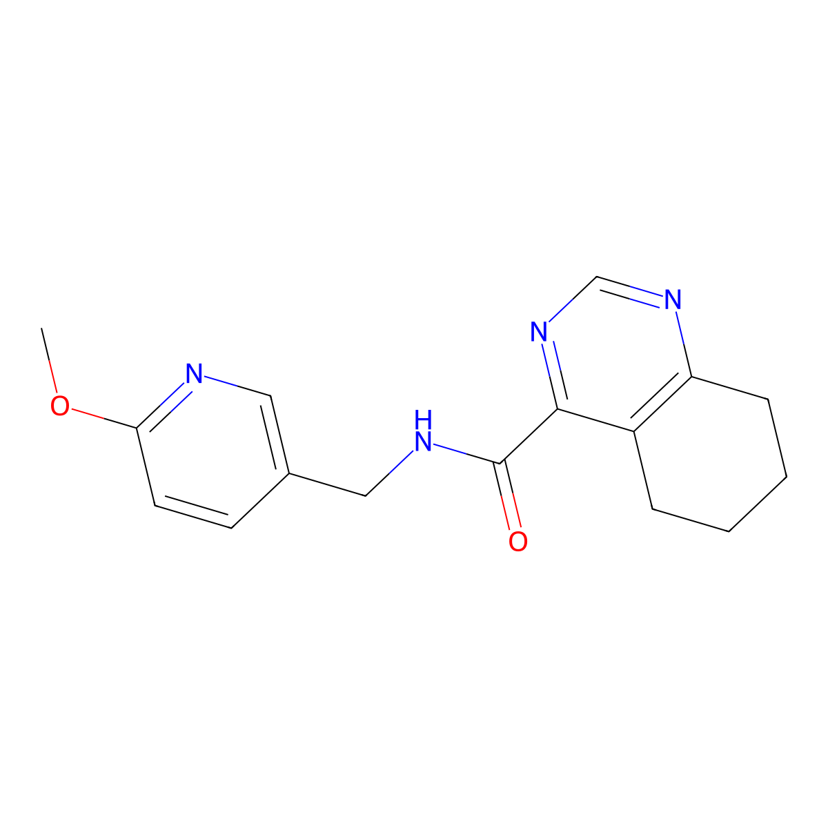 N-[(6-Methoxypyridin-3-yl)methyl]-5,6,7,8-tetrahydroquinazoline-4-carboxamide molecular structure, CAS 2415521-03-6