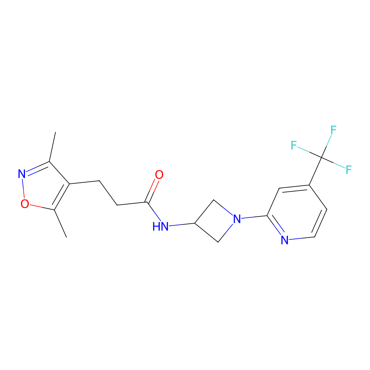 3-(3,5-dimethyl-1,2-oxazol-4-yl)-N-{1-[4-(trifluoromethyl)pyridin-2-yl]azetidin-3-yl}propanamide molecular structure, CAS 2415521-04-7