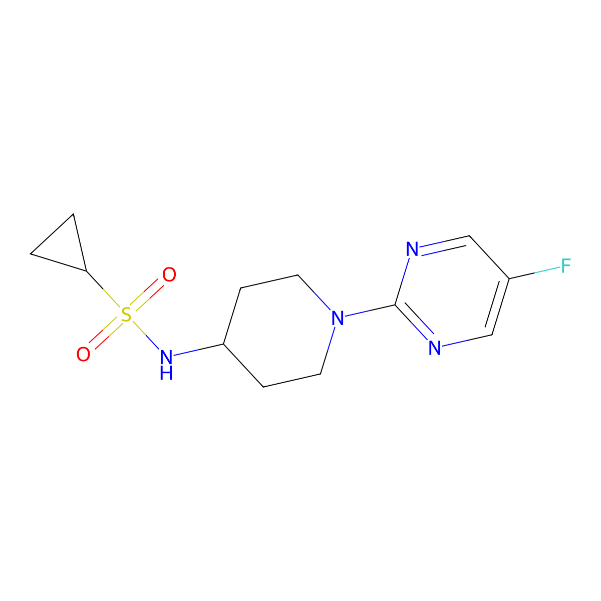 N-[1-(5-Fluoropyrimidin-2-yl)piperidin-4-yl]cyclopropanesulfonamide molecular structure, CAS 2415521-07-0