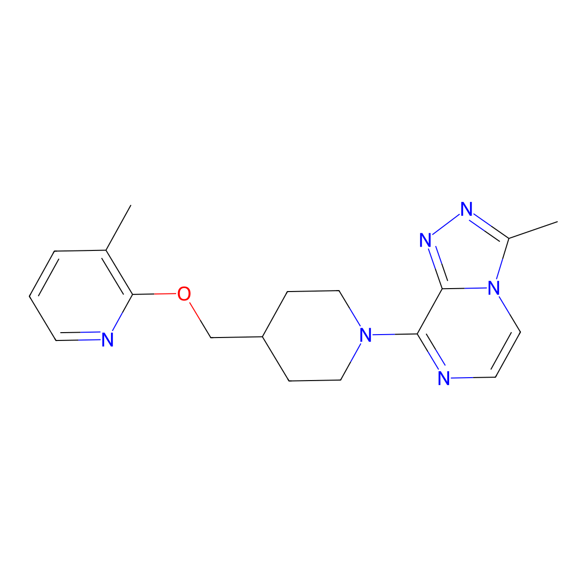 3-Methyl-2-[(1-{3-methyl-[1,2,4]triazolo[4,3-a]pyrazin-8-yl}piperidin-4-yl)methoxy]pyridine molecular structure, CAS 2415521-10-5