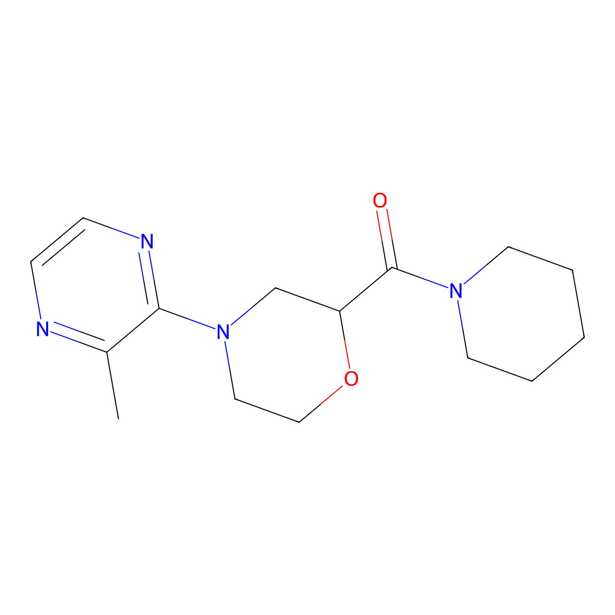 4-(3-Methylpyrazin-2-yl)-2-(piperidine-1-carbonyl)morpholine molecular structure, CAS 2415521-13-8