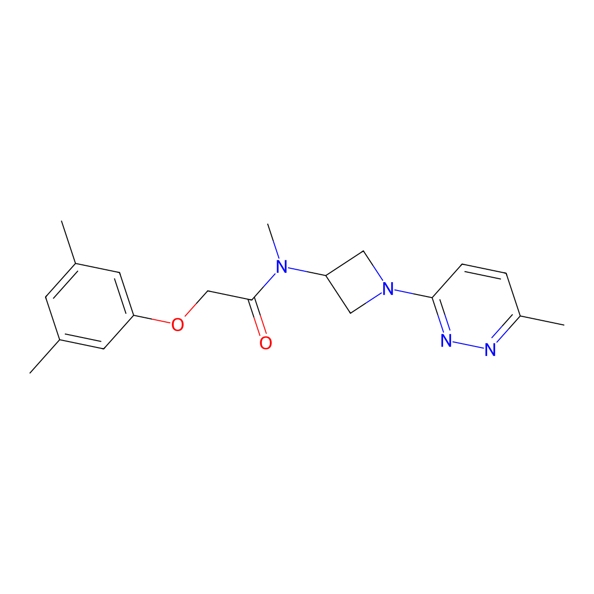 2-(3,5-dimethylphenoxy)-N-methyl-N-[1-(6-methylpyridazin-3-yl)azetidin-3-yl]acetamide molecular structure, CAS 2415521-20-7