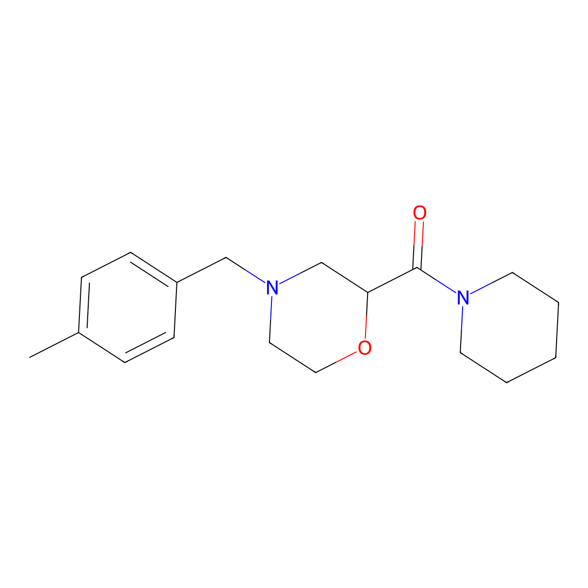 4-[(4-Methylphenyl)methyl]-2-(piperidine-1-carbonyl)morpholine molecular structure, CAS 2415521-26-3