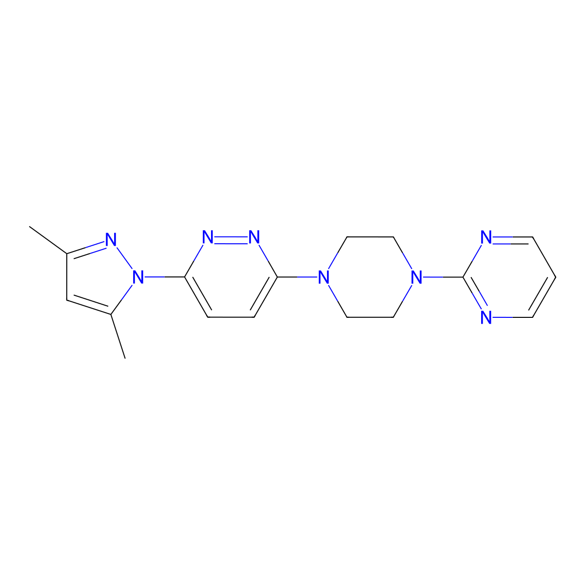 3-(3,5-dimethyl-1H-pyrazol-1-yl)-6-[4-(pyrimidin-2-yl)piperazin-1-yl]pyridazine molecular structure, CAS 2415521-29-6