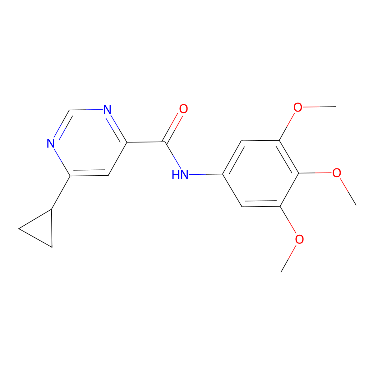 6-Cyclopropyl-N-(3,4,5-trimethoxyphenyl)pyrimidine-4-carboxamide molecular structure, CAS 2415521-34-3