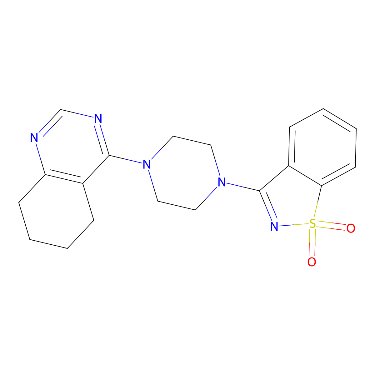 3-[4-(5,6,7,8-Tetrahydroquinazolin-4-yl)piperazin-1-yl]-1lambda6,2-benzothiazole-1,1-dione molecular structure, CAS 2415521-35-4