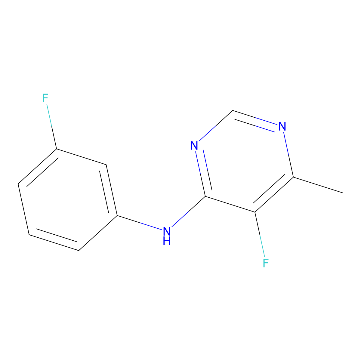 5-Fluoro-N-(3-fluorophenyl)-6-methylpyrimidin-4-amine molecular structure, CAS 2415521-39-8