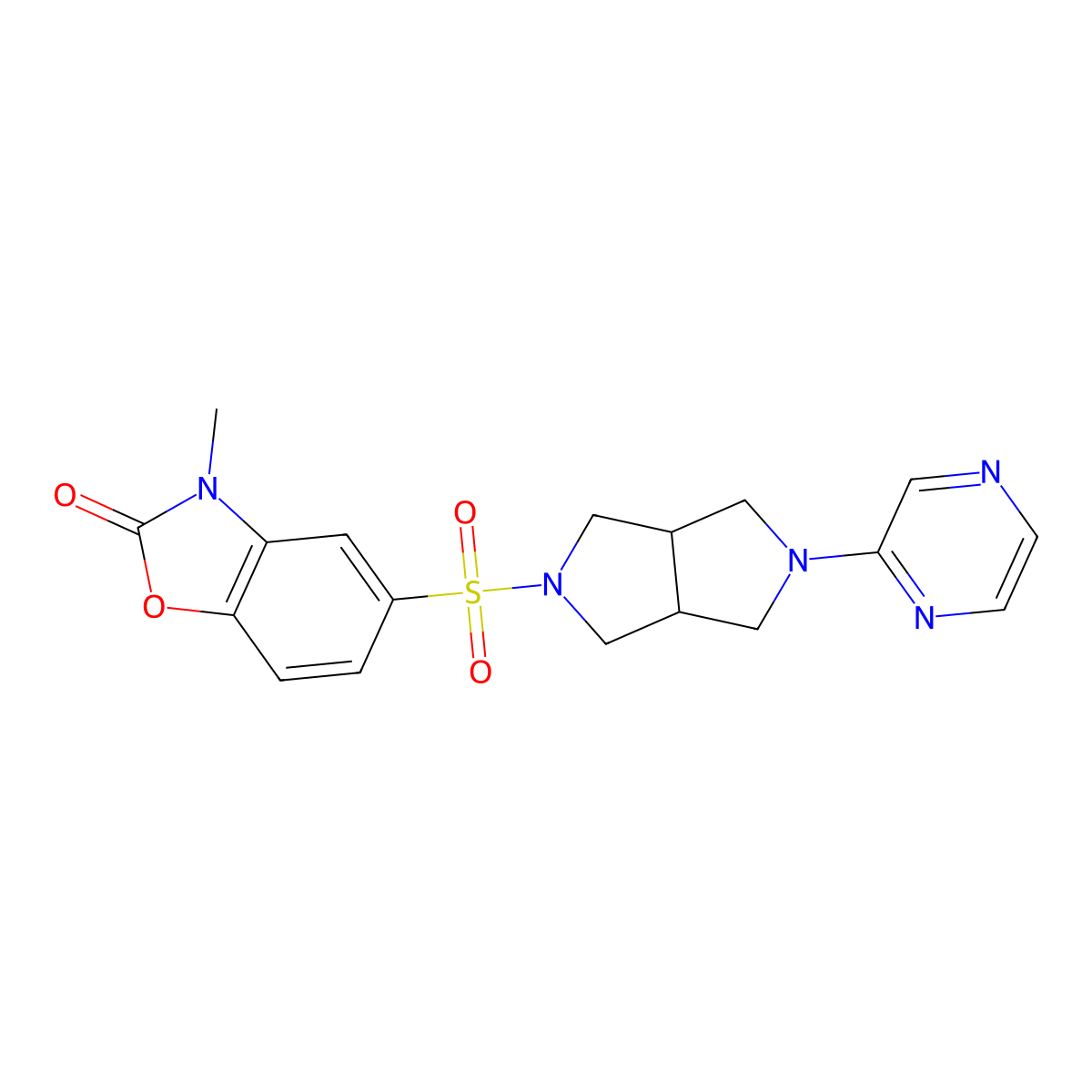 3-Methyl-5-{[5-(pyrazin-2-yl)-octahydropyrrolo[3,4-c]pyrrol-2-yl]sulfonyl}-2,3-dihydro-1,3-benzoxazol-2-one molecular structure, CAS 2415521-40-1
