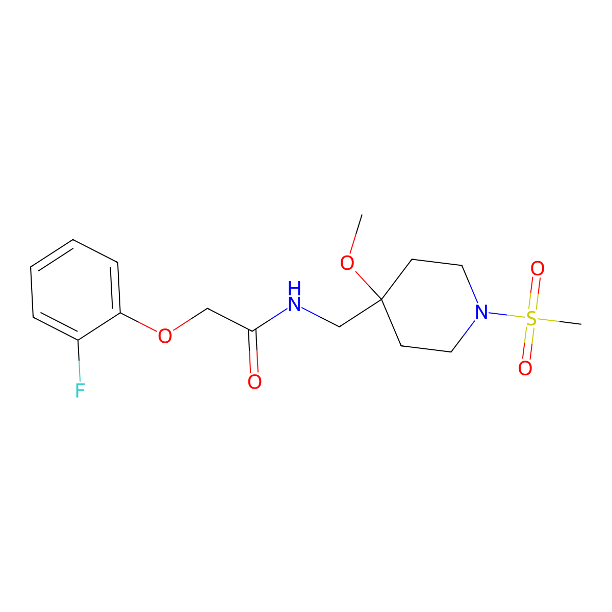 2-(2-fluorophenoxy)-N-[(1-methanesulfonyl-4-methoxypiperidin-4-yl)methyl]acetamide molecular structure, CAS 2415521-41-2